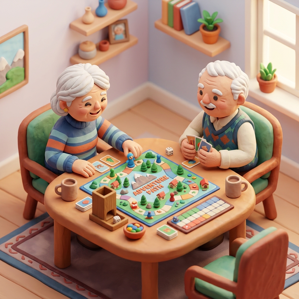 3D黏土風：長輩玩桌遊